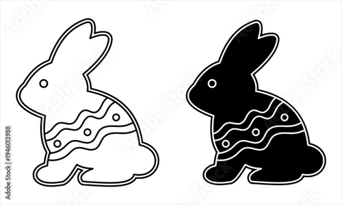 Playful Easter Bunny Icon Set for Festive Holiday Designs with Decorative Patterns