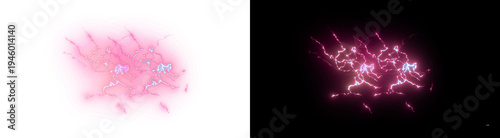 Quadro em tela PNG image of Abstract vibrant pink and blue lightning discharge effect creating