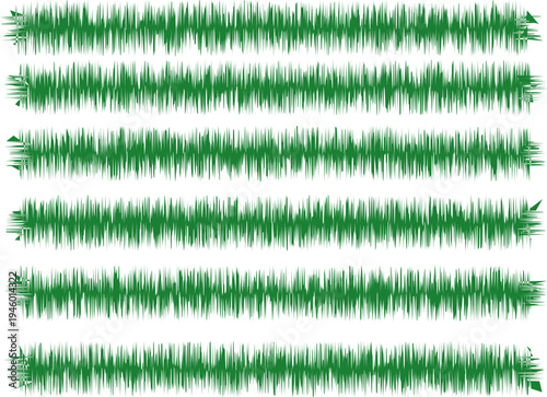 Six horizontal spectrograms displaying varying audio frequency patterns over time