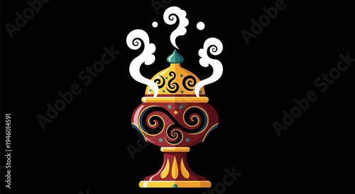Ornate Incense Burner Illustration.