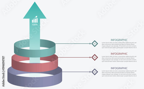 Vector circle arrows infographics set. Circle arrows diagram infographic set.  business infographic outline style with 3 point comparison template with big circle arrow.