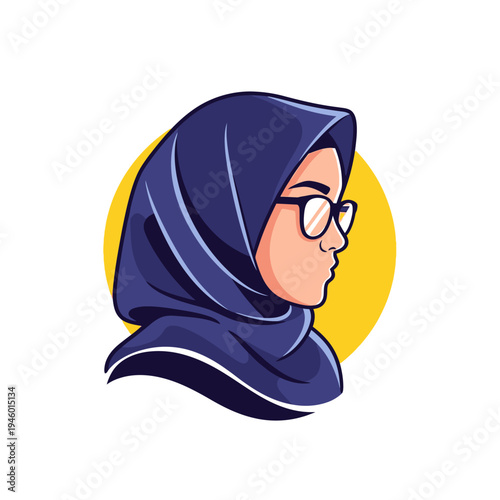 Woman Wearing Blue Hijab Headscarf.