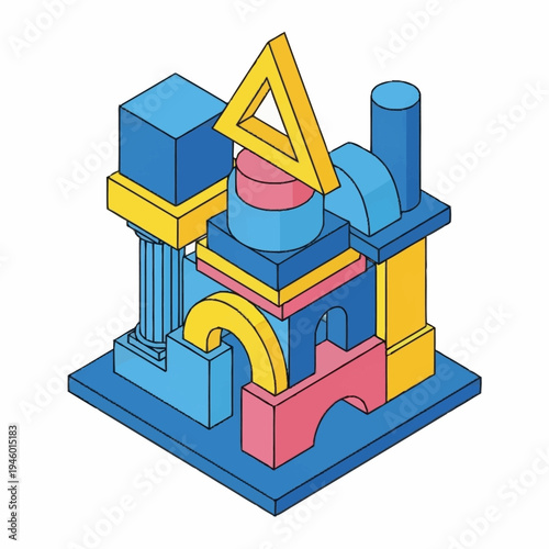 Abstract Geometric Building Blocks Construction Toy.