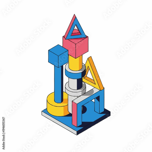 Abstract Geometric Building Blocks Construction Toy.