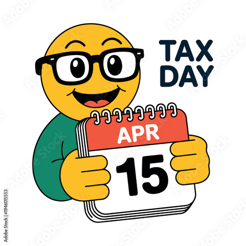 A cartoon character holding a calendar on tax day