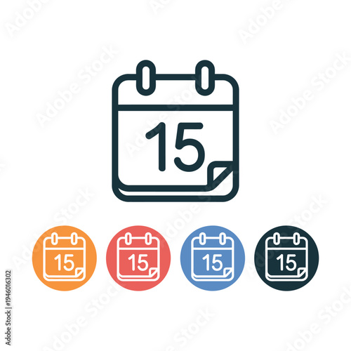 A calendar icon with the date 15 displayed prominently