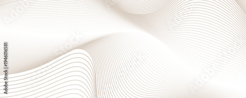 Two parallel wavy lines of thin brown and beige stripes on a white background abstract wave