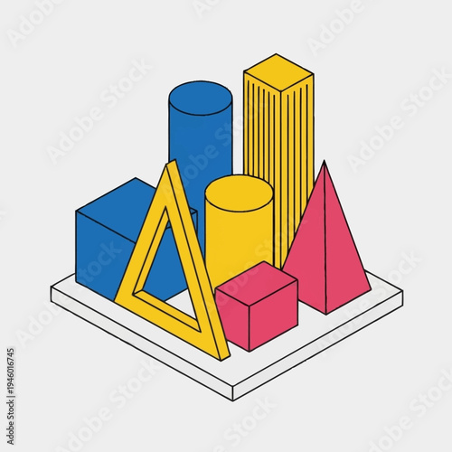 Geometric Shapes Collection Isometric View.