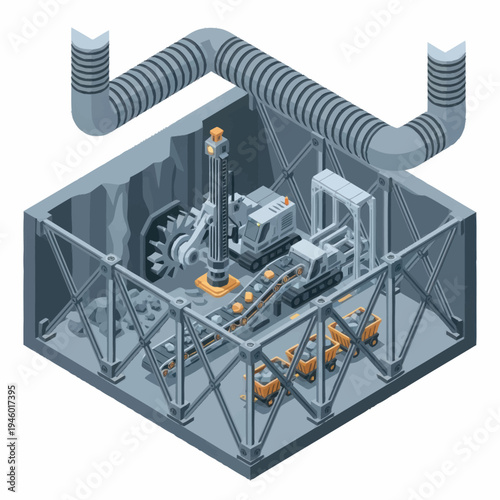 Industrial Machine with Complex Mechanism and Ventilation System.