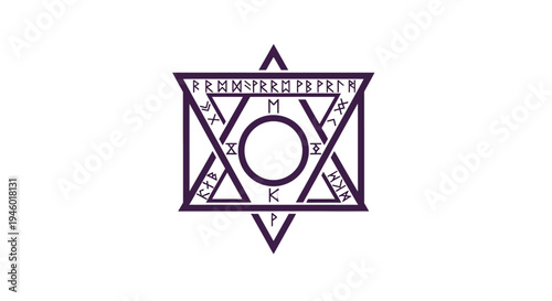 Ancient mystical symbol with geometric shapes.