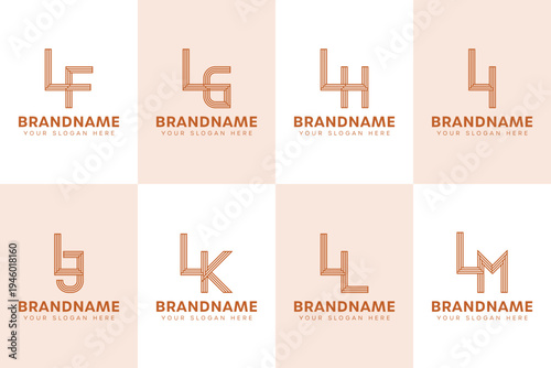 Letters LF LG LH LI LJ LK LL LM  Monogram Logo Set, for FL GL HL IL JL KL LL ML Initials