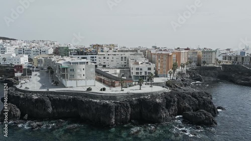 Las Parmas Rocky Coastline City Gran Canaria Aerial View Buildings