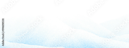 Winter snow scene with 3D white snowdrifts and realistic snowy landscape. Perfect background for holiday designs, featuring ice covered ground and mountain borders.