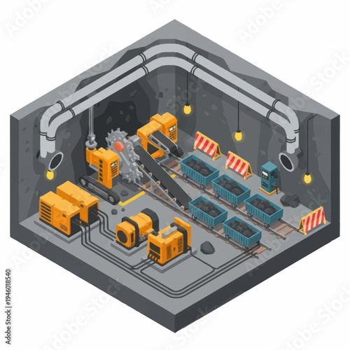 Industrial Mining Equipment and Conveyor System.