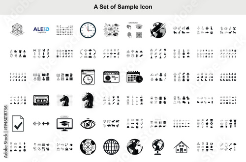 A Comprehensive Global Master Collection of High-Definition Vector Icons and Professional Graphic Assets Featuring Unique Design Sets that Include Precision Timekeeping Analog Clocks and Global Calend