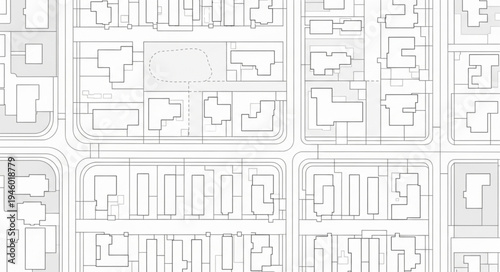Detailed Architectural Blueprint of a Residential Neighborhood Layout.