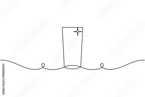 Sparkling water glass sign icon continuous one line art drawing on white background minimalist clean drink symbol outline vector illustration