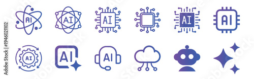 AI sparkle star icon. Artificial intelligence magic sparkle symbol for generative AI feature, automation tool, digital technology and application interface vector illustration.