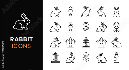 The rabbit icon collection features pets and farm animals.