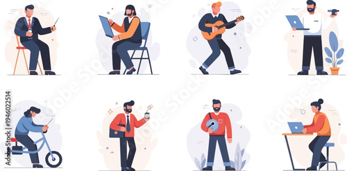 Diverse people engaged in various activities, including work and leisure (1)