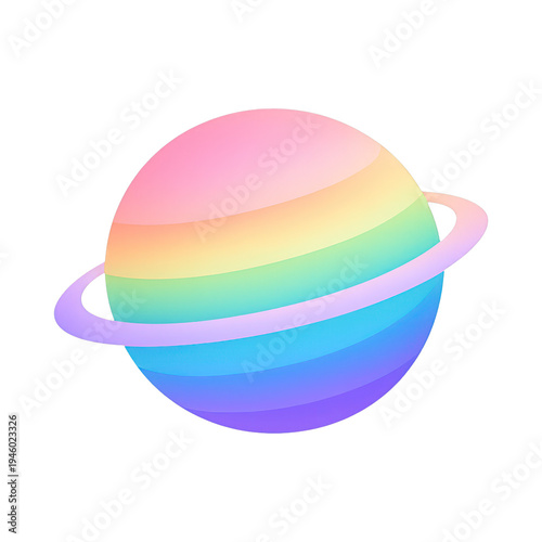 PNG Colorful planet with pastel hues.