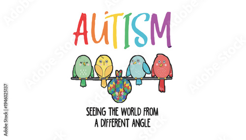 A colorful illustration of birds representing autism awareness and acceptance