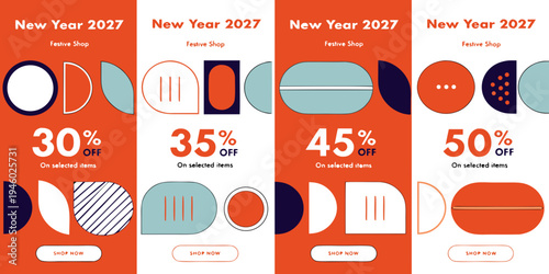 New Year 2027 Home Shop Sale – Save 30% to 50% on Selected Items | Bold Abstract Geometric Designs and Bright Festive Discounts