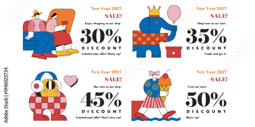 New Year 2027 Sale – Enjoy 30% to 50% Off Clothes and Jeans | Whimsical Characters and Colorful Festive Designs for Big Holiday Discounts