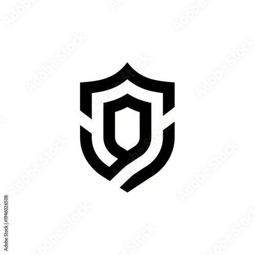 Modern shield logo design with abstract lines, representing security and protection.