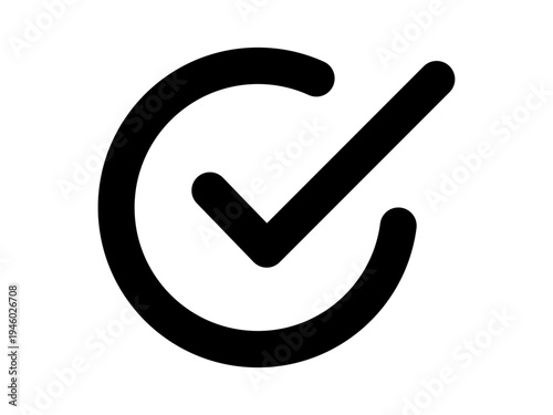 Black Check Mark Icon – Approval Tick Symbol, Success or Verified Checkmark Isolated on Transparent Background