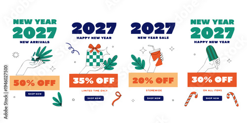 New Year 2027 Sale – Save 20% to 50% on New Arrivals and All Items | Festive Hand‑Held Illustrations and Limited‑Time Holiday Discounts