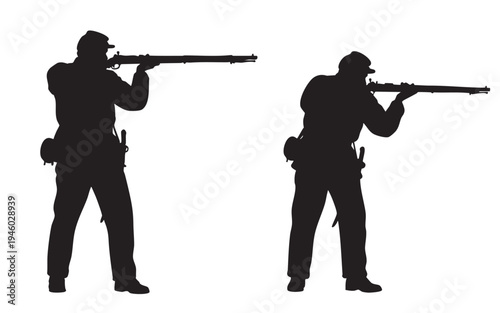 USA Firefighter Standing with Axe Silhouette Vector