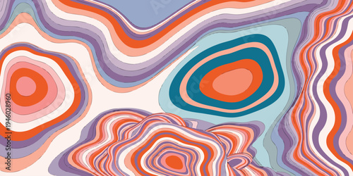 Abstract background with colorful wavy lines and layered fluid shapes