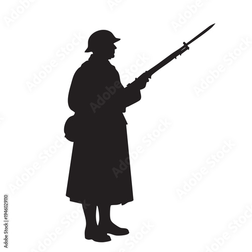 USA Firefighter Standing with Axe Silhouette Vector