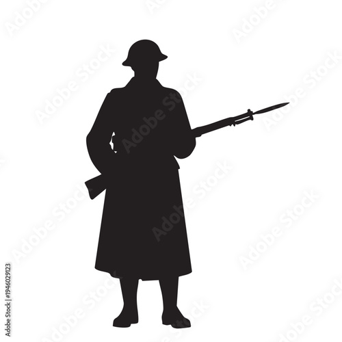 USA Firefighter Standing with Axe Silhouette Vector