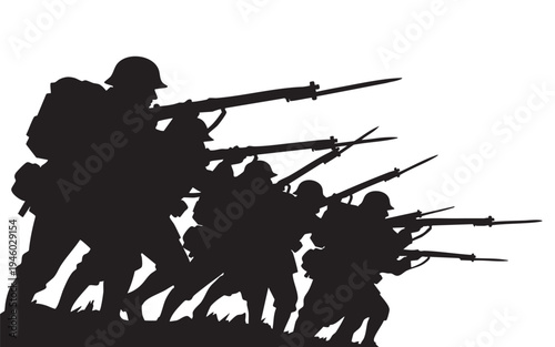 USA Firefighter Standing with Axe Silhouette Vector