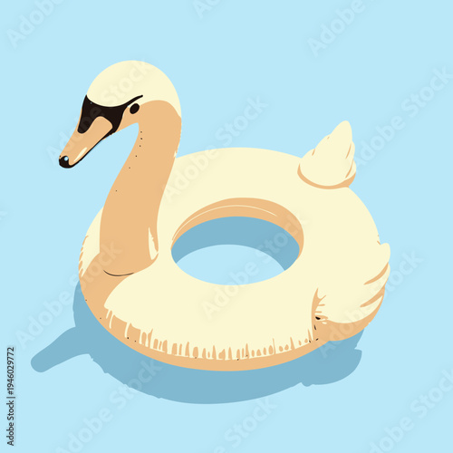 Elegant Inflatable Swan Shaped Pool Float on Light Blue Background Perfect for Summer Water Recreation and Relaxation