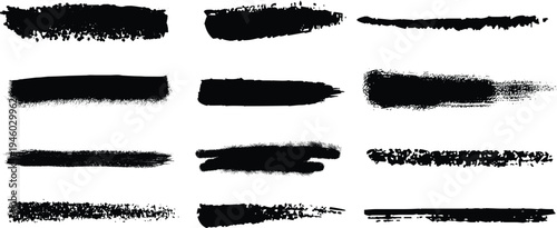 Collection of black brush strokes on a white background
