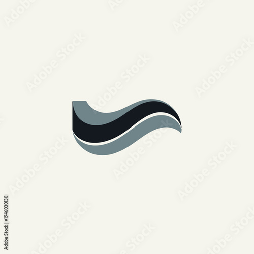 Abstract minimalist wave pattern in muted teal and black shades creating a visually striking design on a plain beige background