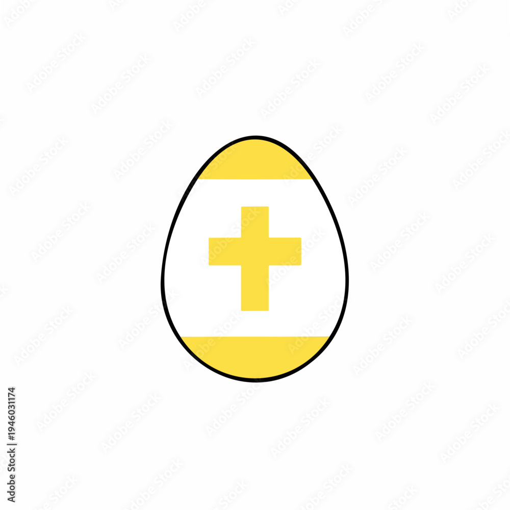 Fototapeta premium Yellow egg with white cross symbol for Easter decoration 