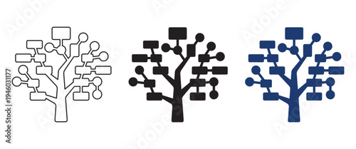 Family tree or business organization chart infographic icon set