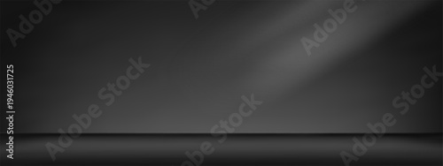 Abstract gradient black podium background, minimal empty 3D studio backdrop, clean scene for product presentation mockup template.