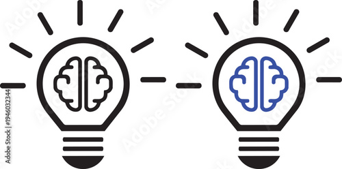 Illumination of Ideas: Depicting two conceptual light bulbs, each containing the silhouette of a human brain, symbolizing the spark of innovation, ingenuity, and the power of thought.