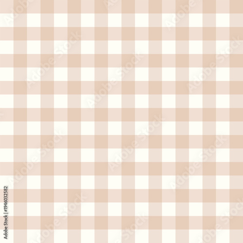 Elegant beige gingham seamless pattern with soft neutral tones. Classic vichy checkered plaid background in nude, cream and natural fabric colors. Minimal textile texture perfect for wallpaper, etc
