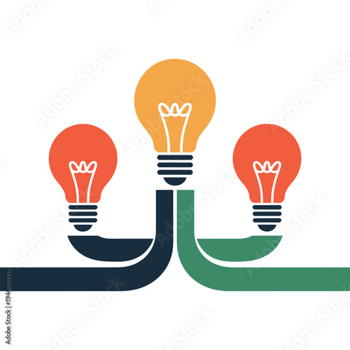 A creative illustration of three connected light bulbs