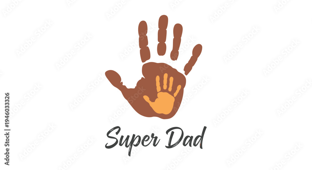 Fototapeta premium Vector illustration of Super Dad handprint logo