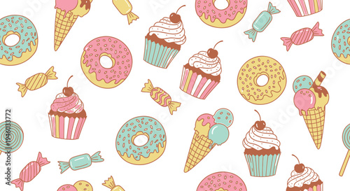 Set of colorful candy and dessert icons vector