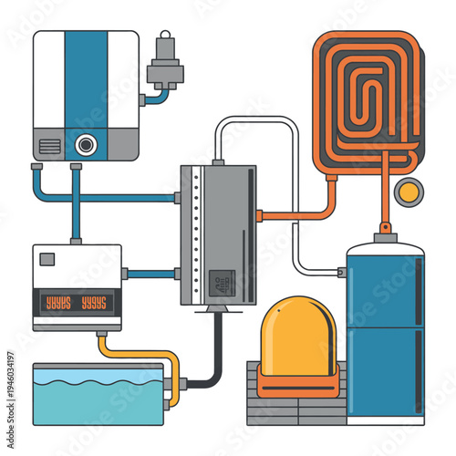 A diagram of a modern heating system with various components