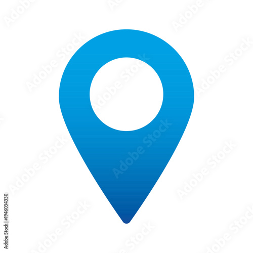 Blue Gradient Map Pin Location Pointer Vector Icon Isolated on White Background Flat Minimalist GPS Navigation Marker for Travel App Web Design Destination Address Pointing Symbol Interface Element.