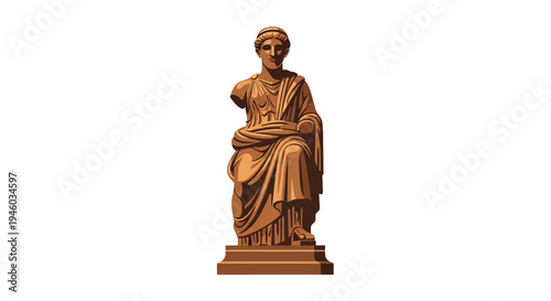 Ancient Greek Statue of a Seated Woman, Marble Sculpture, Classical Art